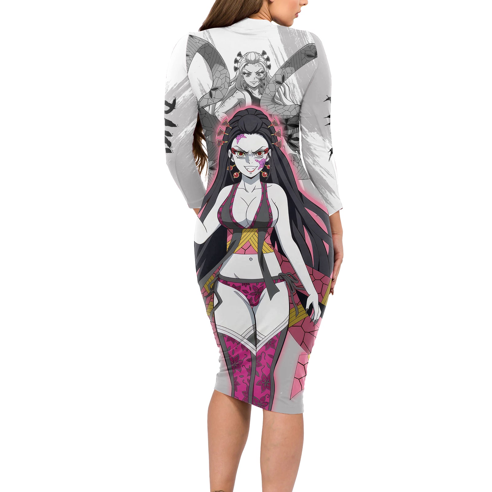 Daki Long Sleeve Bodycon Dress Demon Slayer