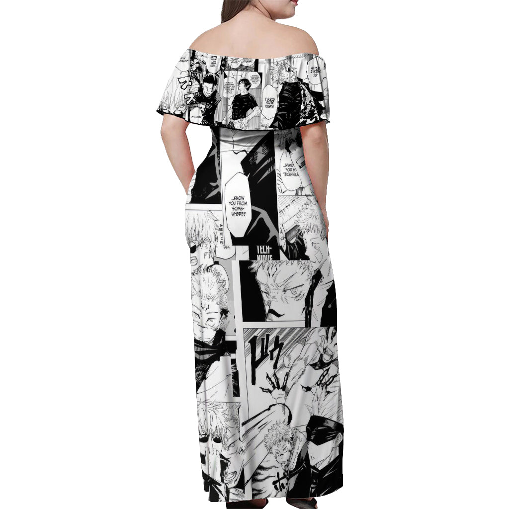 Satoru Gojo  - Jujutsu Kaisen Off Shoulder Maxi Dress Mix Manga Shirts