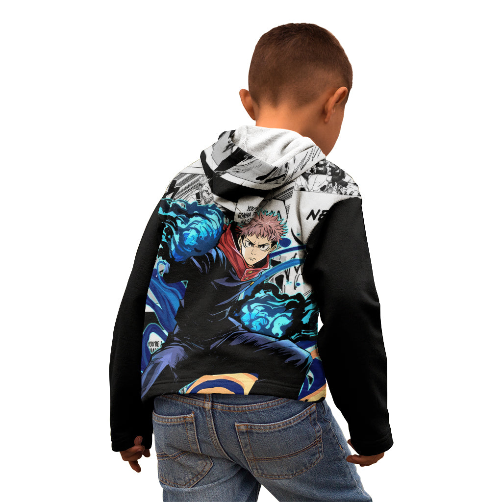 Yuji Itadori - Jujutsu Kaisen Kid Hoodie Manga Style