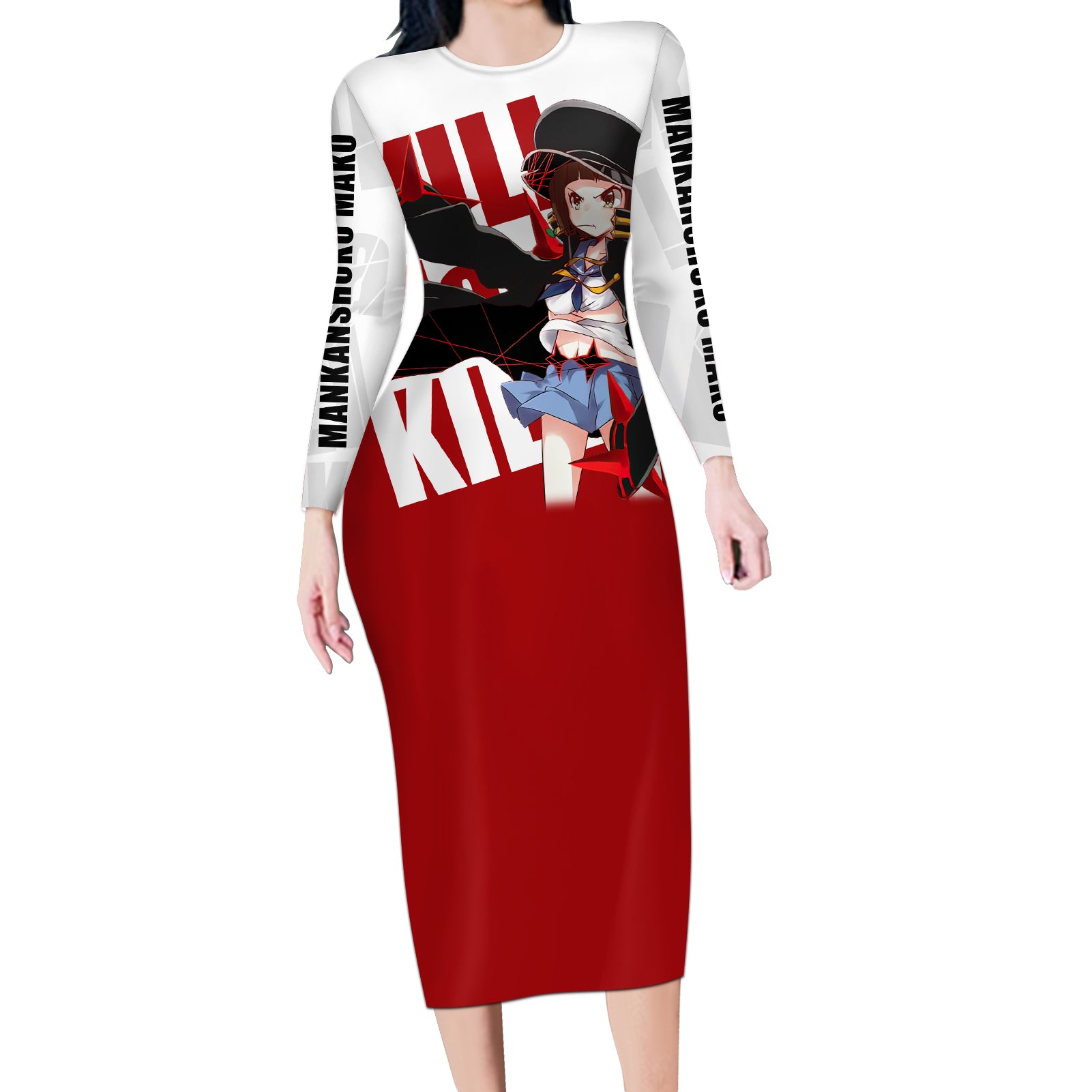 Mankanshoku Mako Long Sleeve Bodycon Dress Kill la Kill