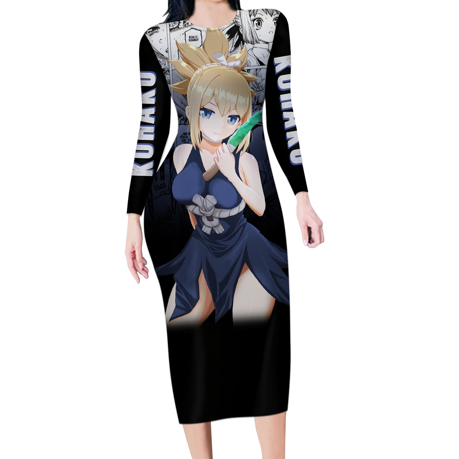 Kohaku Long Sleeve Bodycon Dress Dr Stone