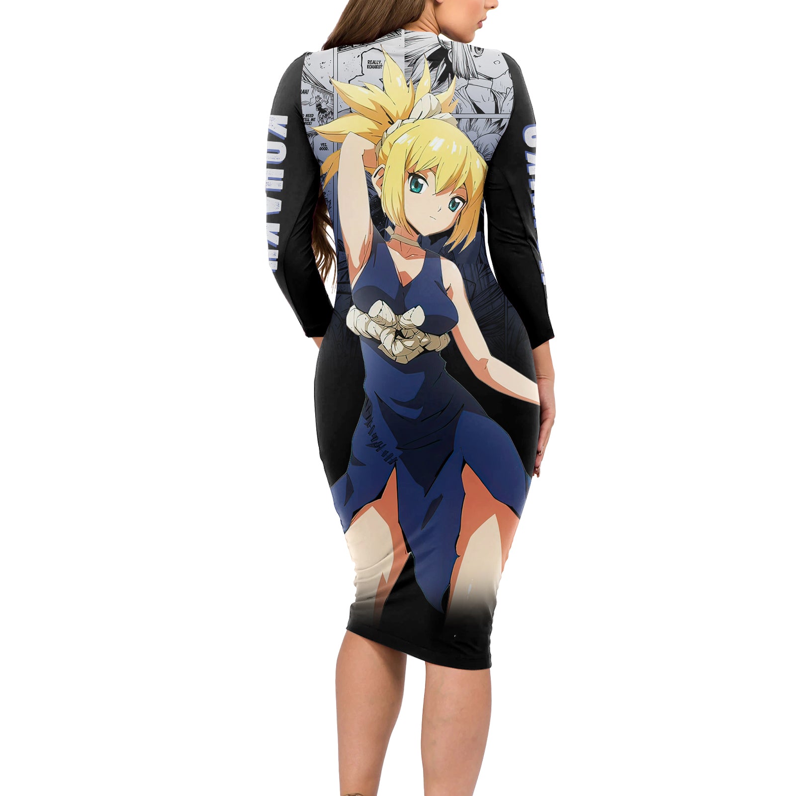 Kohaku Long Sleeve Bodycon Dress Dr Stone