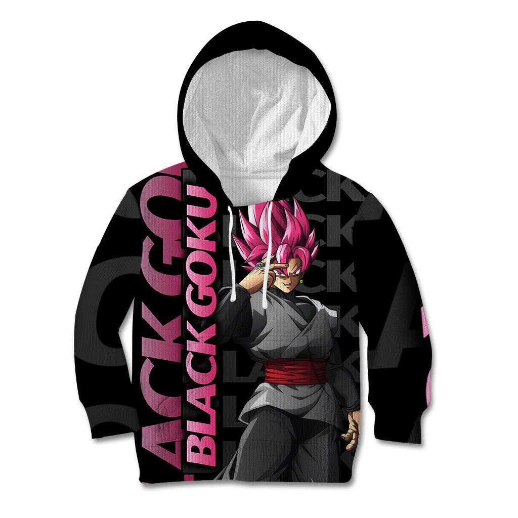 Black Goku Kid Hoodie Anime Mix Text Pattern Abstract Style