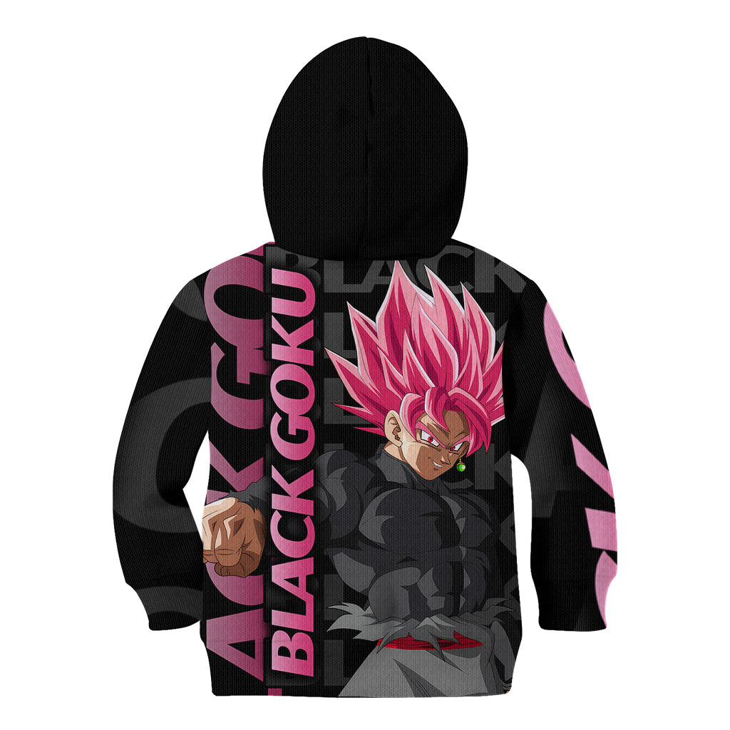 Black Goku Kid Hoodie Anime Mix Text Pattern Abstract Style