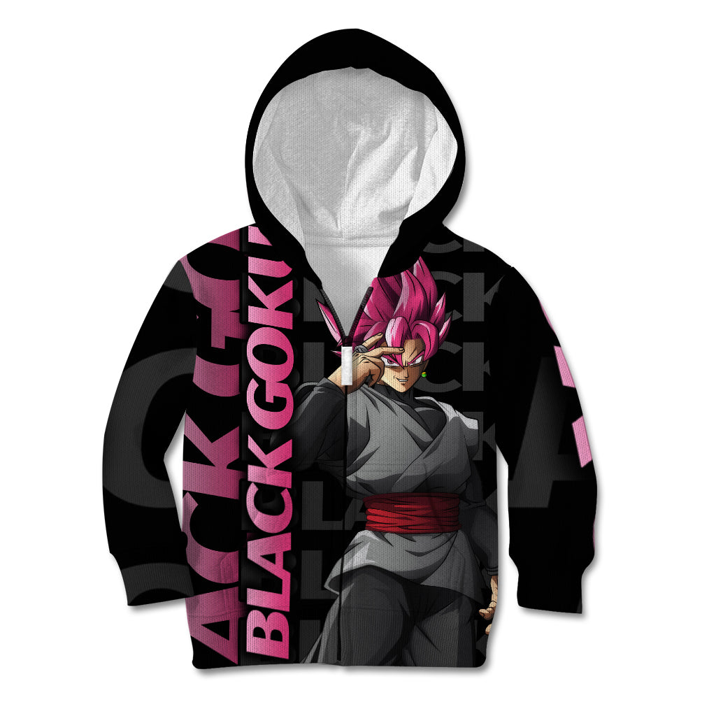 Black Goku Kid Hoodie Anime Mix Text Pattern Abstract Style