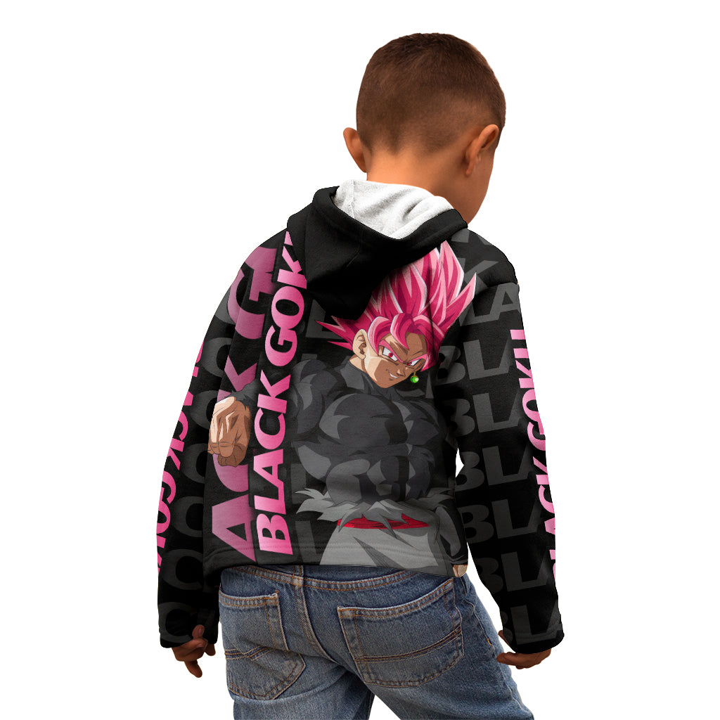 Black Goku Kid Hoodie Anime Mix Text Pattern Abstract Style