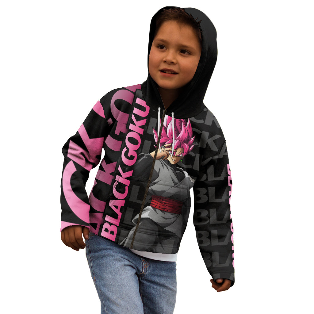 Black Goku Kid Hoodie Anime Mix Text Pattern Abstract Style