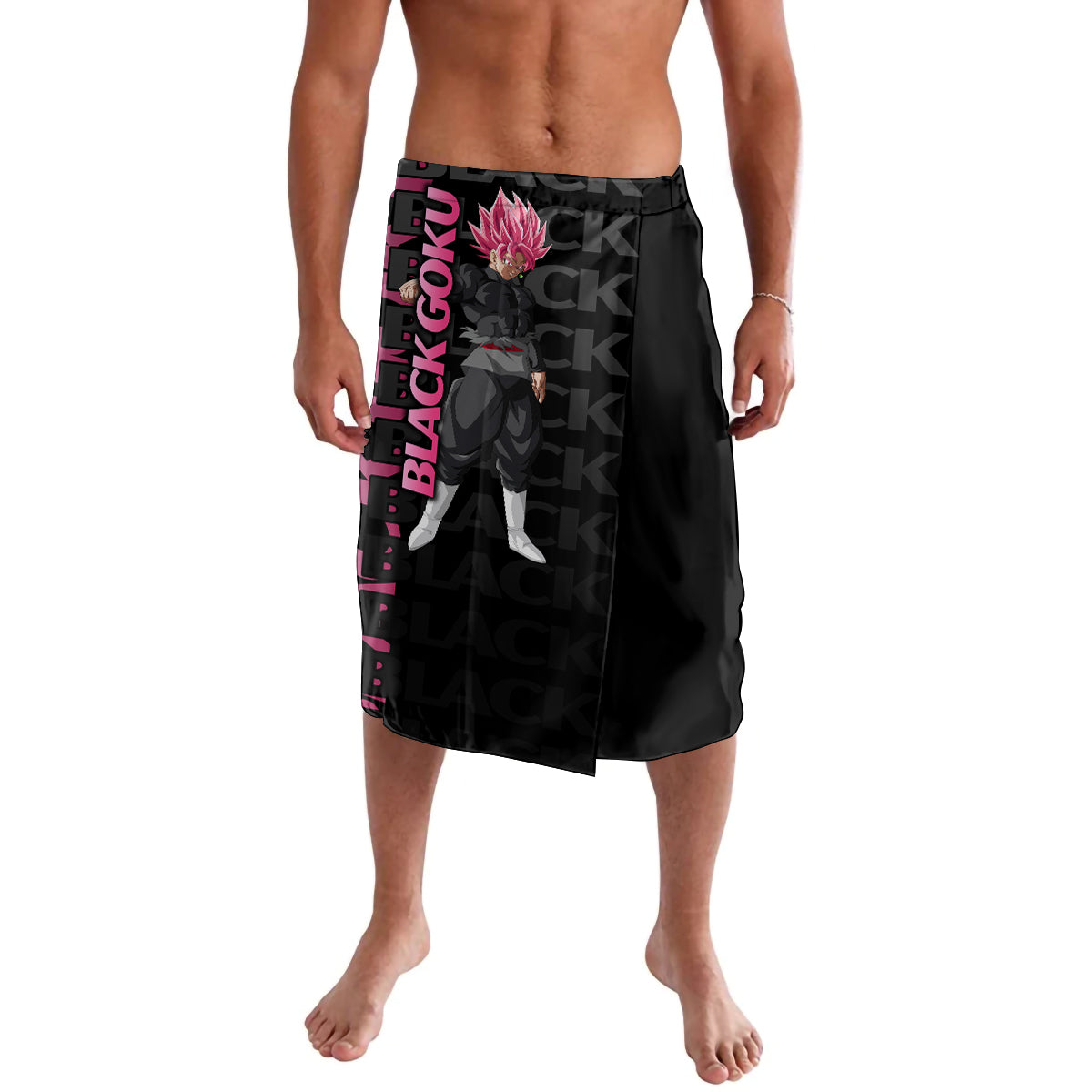 Black Goku Lavalava Anime Mix Text Pattern Abstract Style