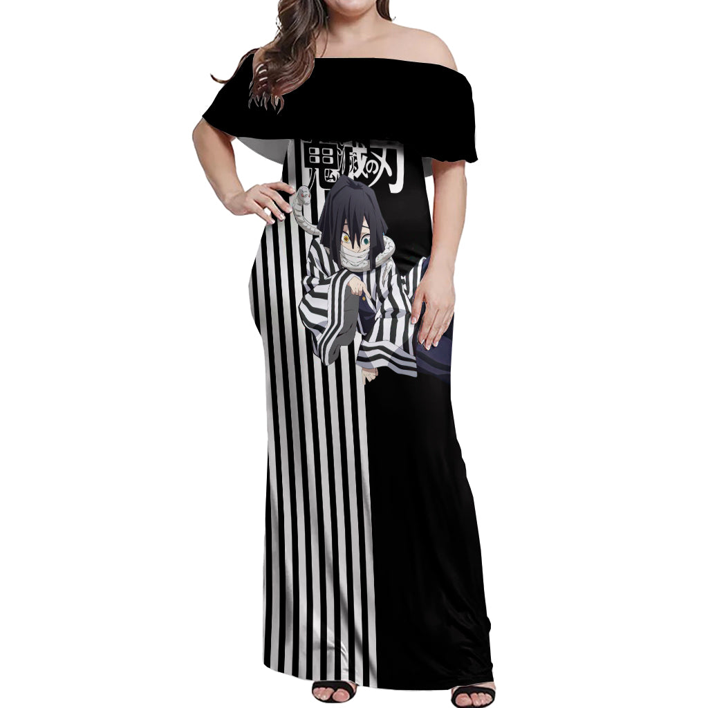 Obanai Iguro Off Shoulder Maxi Dress Demon Slayer