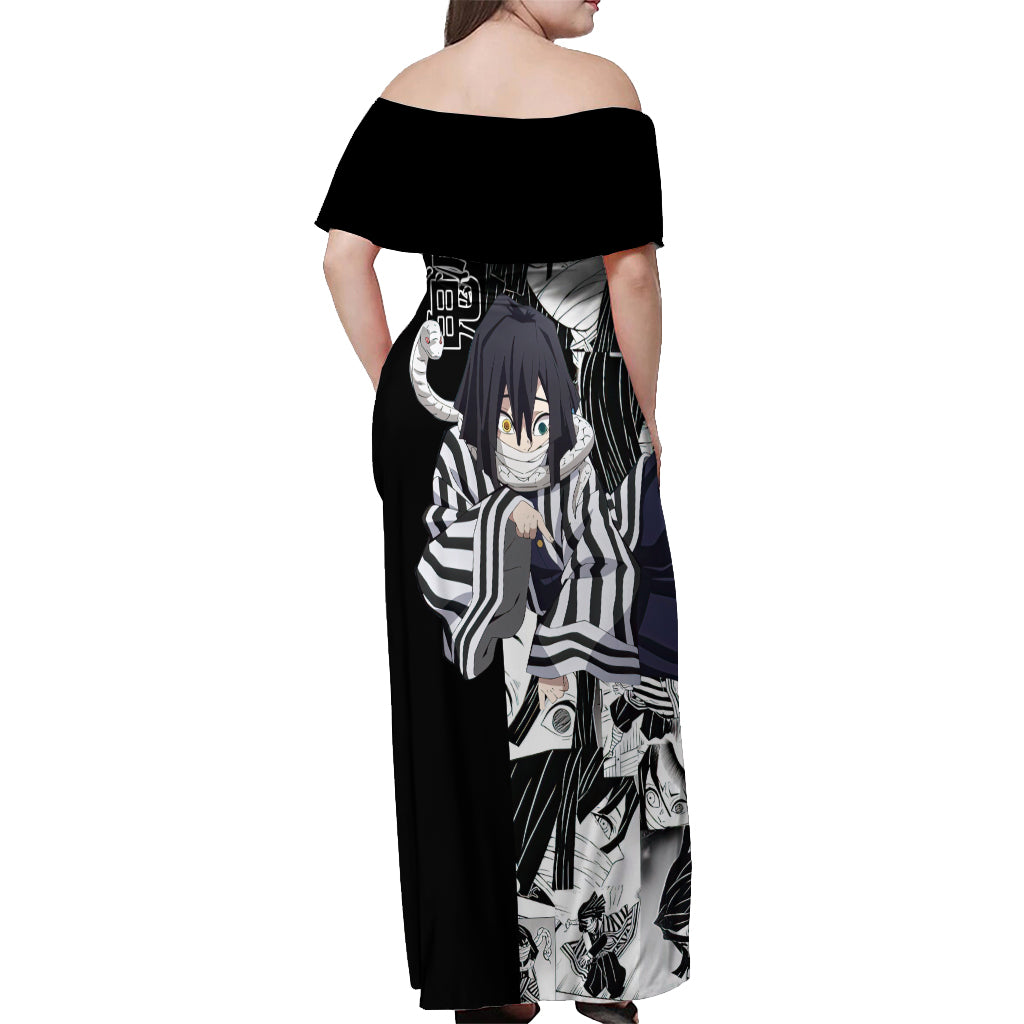 Obanai Iguro Off Shoulder Maxi Dress Demon Slayer