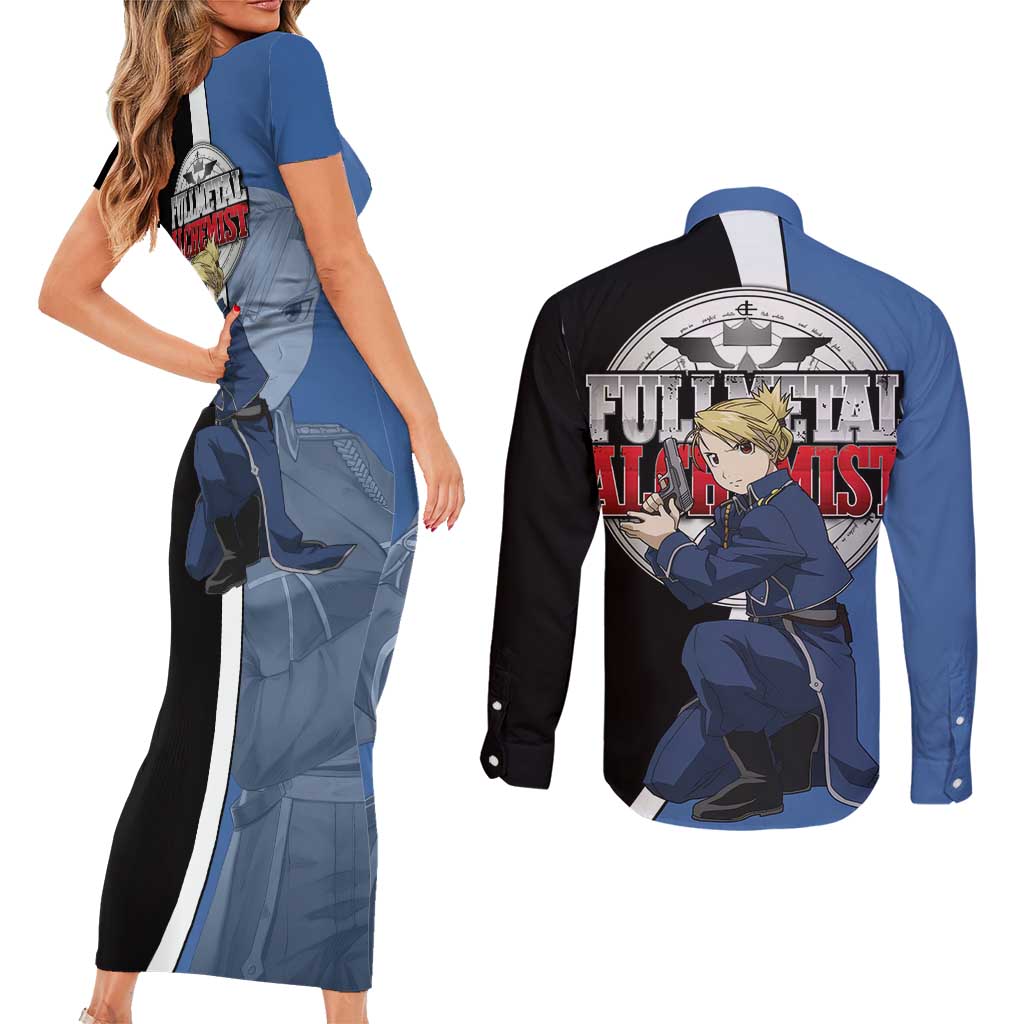 Hawkeye Riza - Fullmetal Alchemist Couples Matching Short Sleeve Bodycon Dress and Long Sleeve Button Shirt Anime Style - The Mazicc