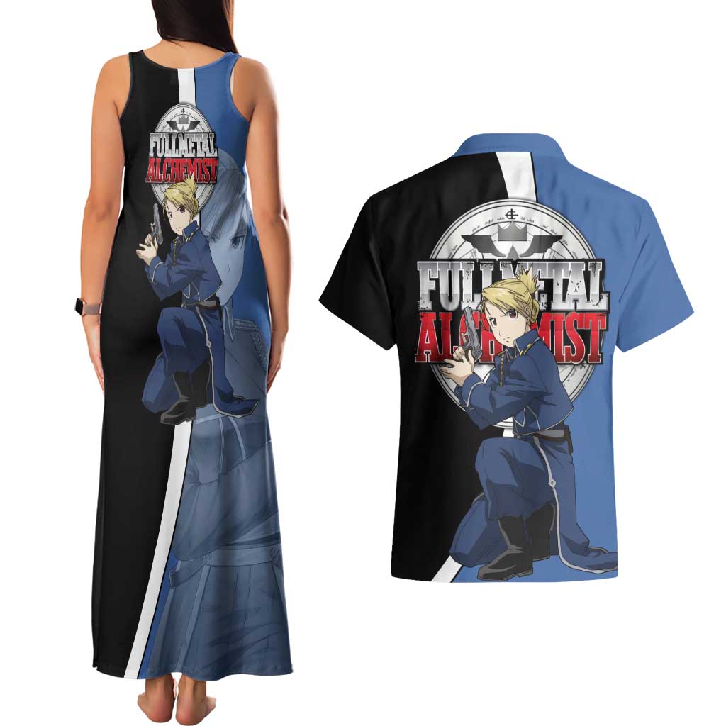 Hawkeye Riza - Fullmetal Alchemist Couples Matching Tank Maxi Dress and Hawaiian Shirt Anime Style - The Mazicc