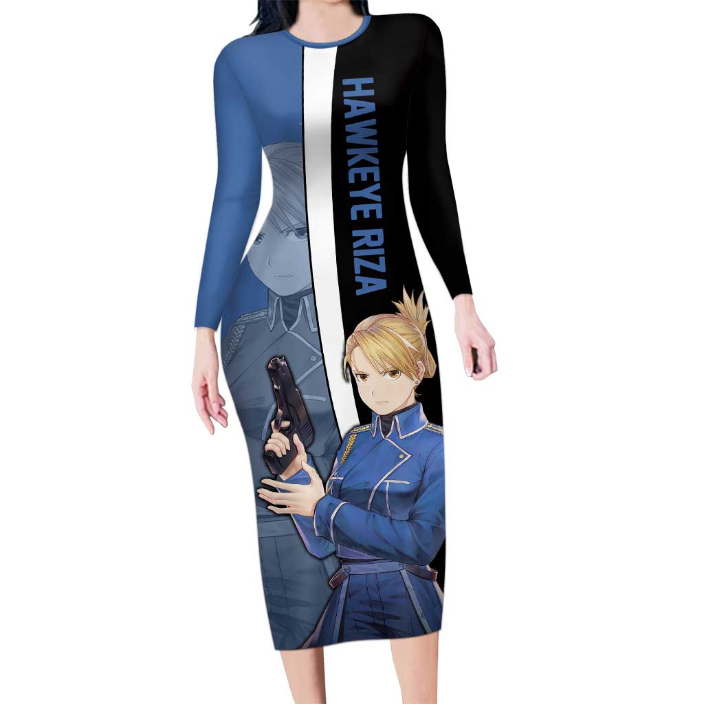 Hawkeye Riza - Fullmetal Alchemist Long Sleeve Bodycon Dress Anime Style - The Mazicc