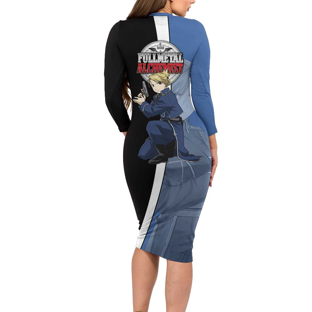 Hawkeye Riza - Fullmetal Alchemist Long Sleeve Bodycon Dress Anime Style - The Mazicc
