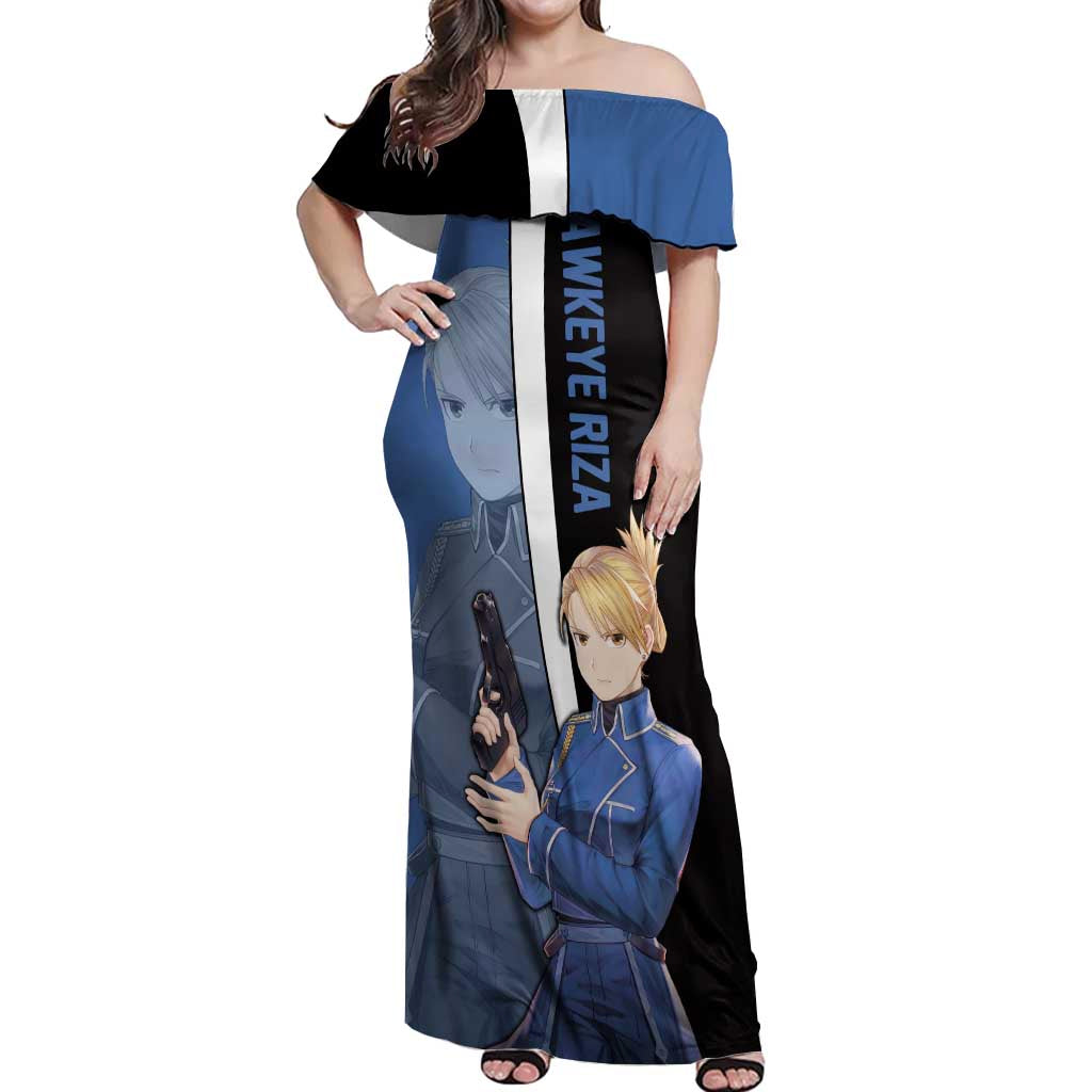 Hawkeye Riza - Fullmetal Alchemist Off Shoulder Maxi Dress Anime Style - The Mazicc
