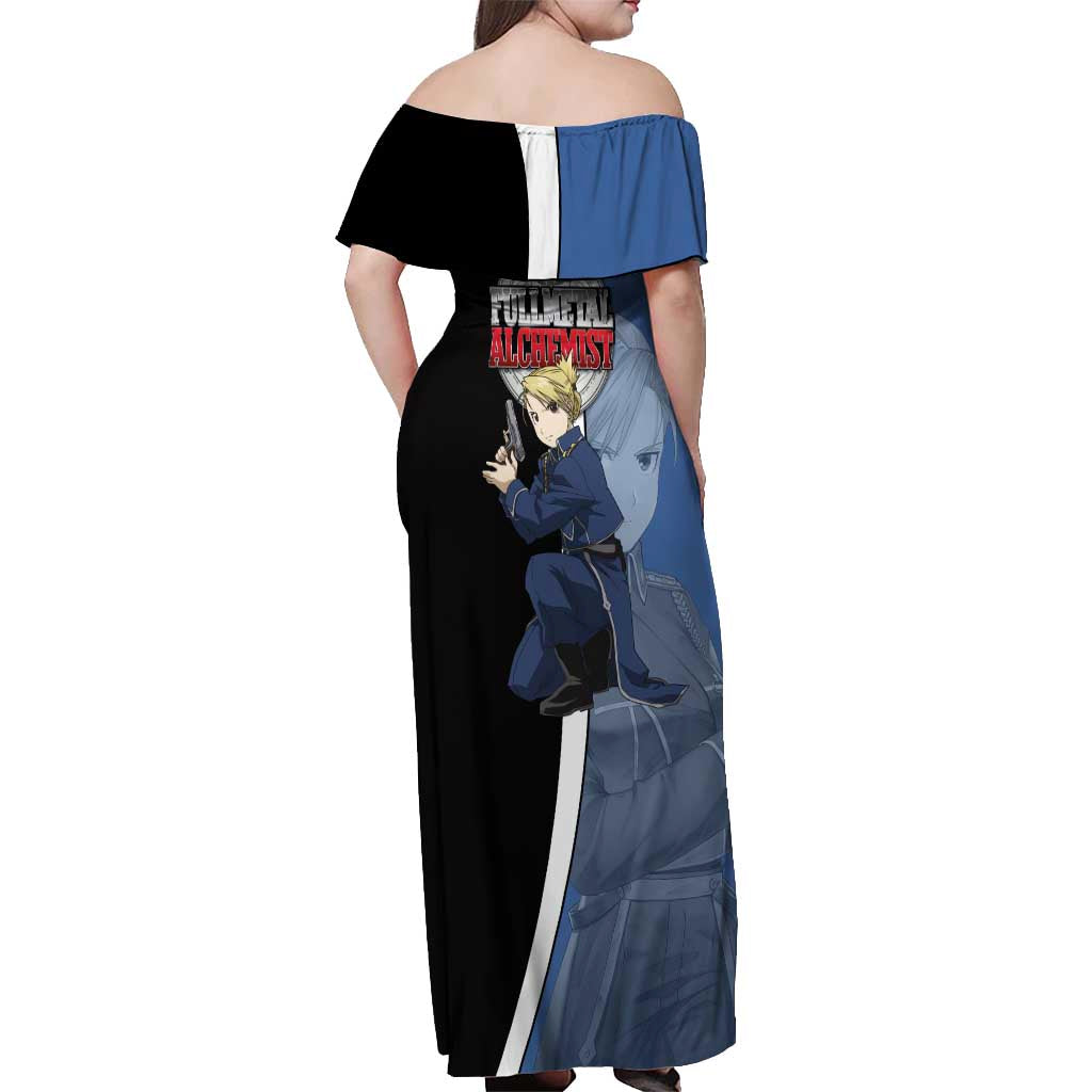 Hawkeye Riza - Fullmetal Alchemist Off Shoulder Maxi Dress Anime Style - The Mazicc