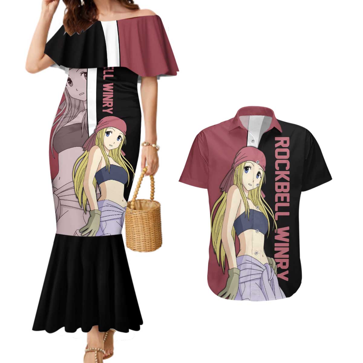 Rockbell Winry - Fullmetal Alchemist Couples Matching Mermaid Dress and Hawaiian Shirt Anime Style - The Mazicc