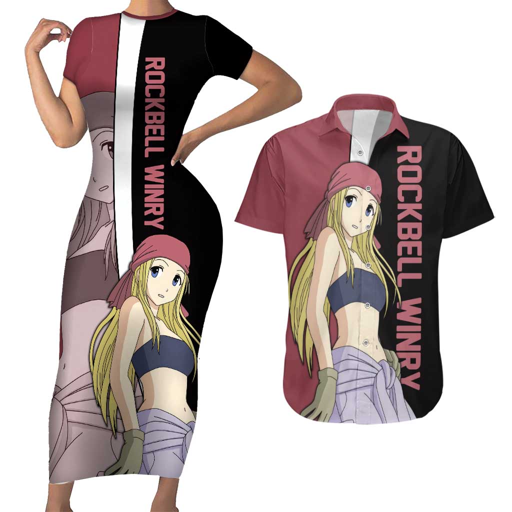Rockbell Winry - Fullmetal Alchemist Couples Matching Short Sleeve Bodycon Dress and Hawaiian Shirt Anime Style - The Mazicc
