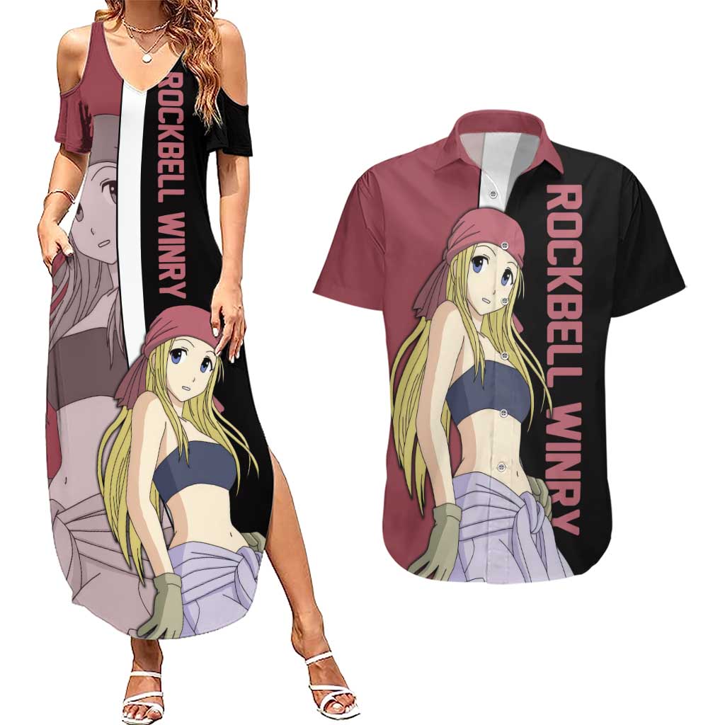 Rockbell Winry - Fullmetal Alchemist Couples Matching Summer Maxi Dress and Hawaiian Shirt Anime Style - The Mazicc