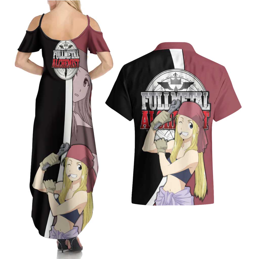 Rockbell Winry - Fullmetal Alchemist Couples Matching Summer Maxi Dress and Hawaiian Shirt Anime Style - The Mazicc