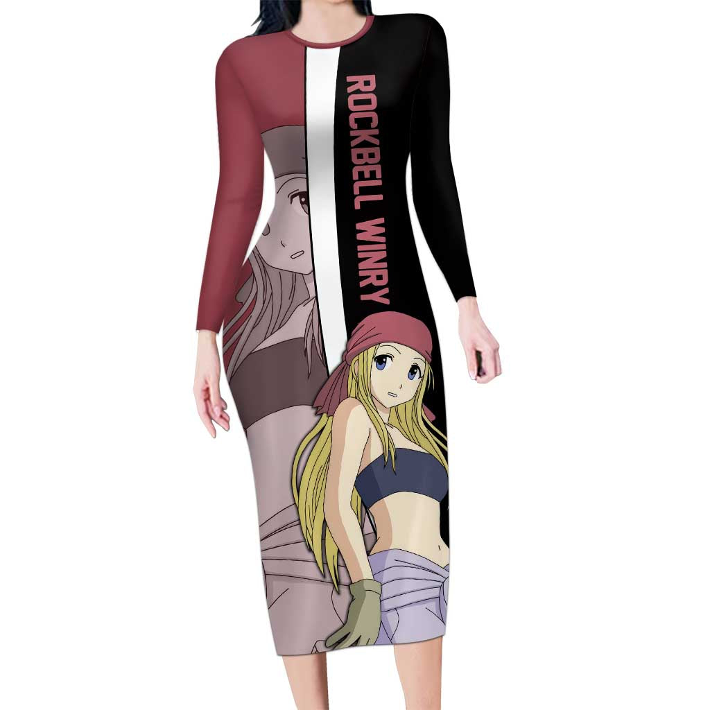 Rockbell Winry - Fullmetal Alchemist Long Sleeve Bodycon Dress Anime Style - The Mazicc