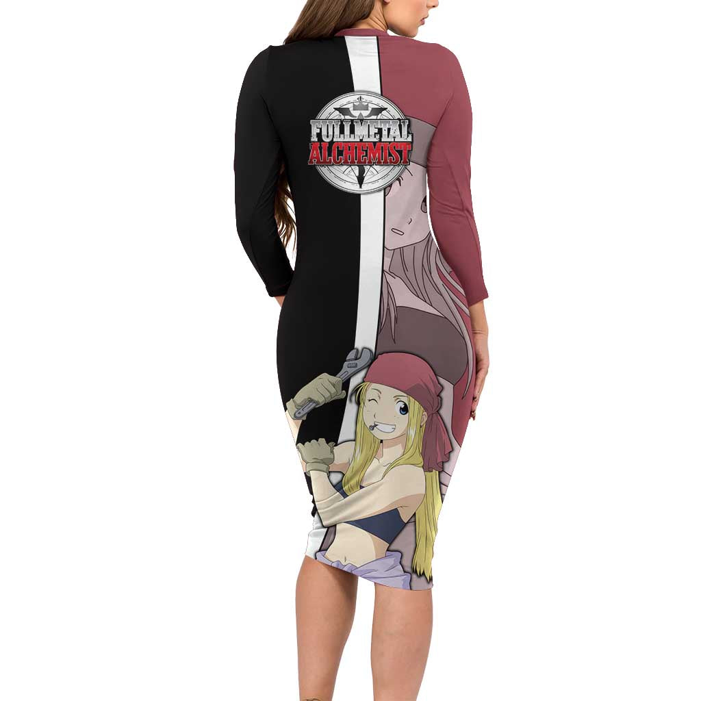 Rockbell Winry - Fullmetal Alchemist Long Sleeve Bodycon Dress Anime Style - The Mazicc
