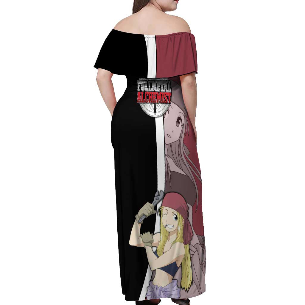 Rockbell Winry - Fullmetal Alchemist Off Shoulder Maxi Dress Anime Style - The Mazicc