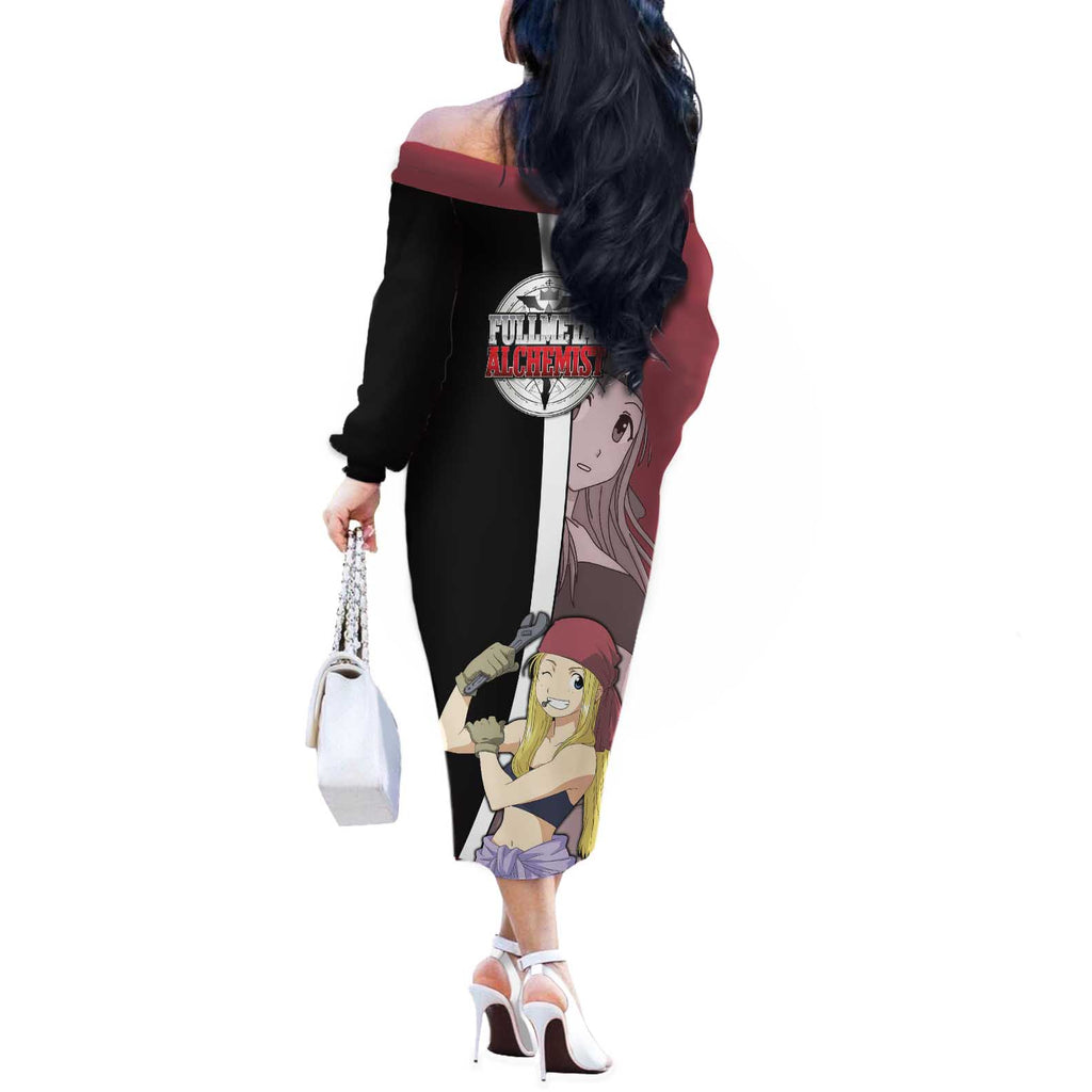 Rockbell Winry - Fullmetal Alchemist Off The Shoulder Long Sleeve Dress Anime Style - The Mazicc