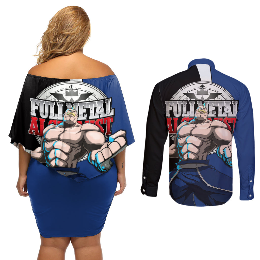 Armstrong Alex Louis - Fullmetal Alchemist Couples Matching Off Shoulder Short Dress and Long Sleeve Button Shirt Anime Style