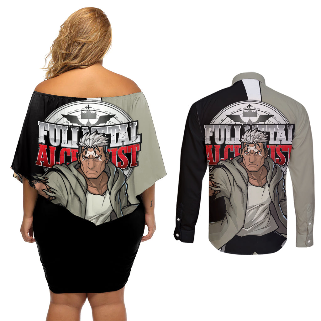 Scar - Fullmetal Alchemist Couples Matching Off Shoulder Short Dress and Long Sleeve Button Shirt Manga Style