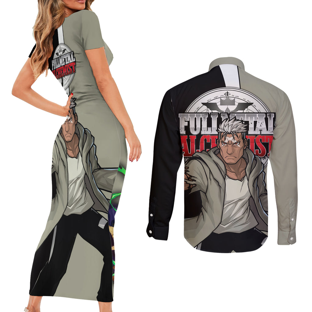 Scar - Fullmetal Alchemist Couples Matching Short Sleeve Bodycon Dress and Long Sleeve Button Shirt Manga Style