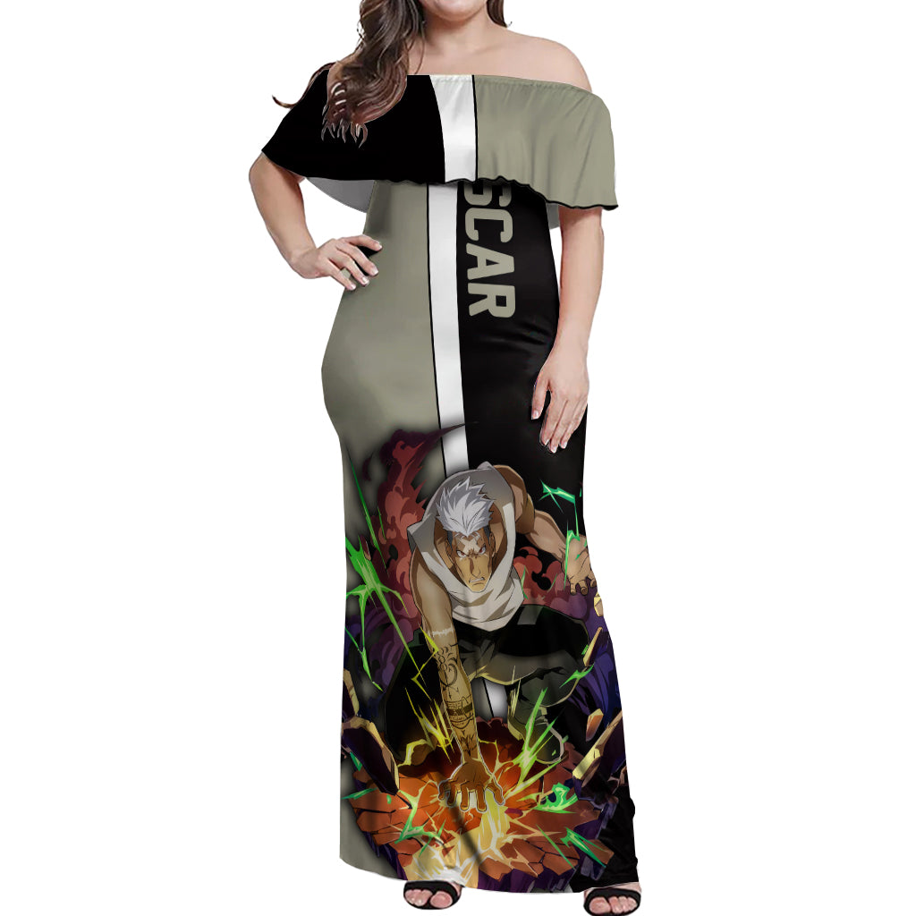 Scar - Fullmetal Alchemist Off Shoulder Maxi Dress Manga Style