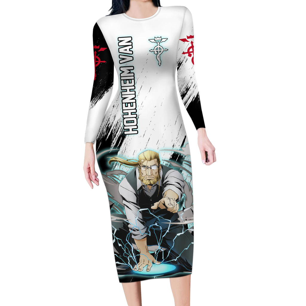 Hohenheim Van - Fullmetal Alchemist Long Sleeve Bodycon Dress Anime Grunge Pattern Style
