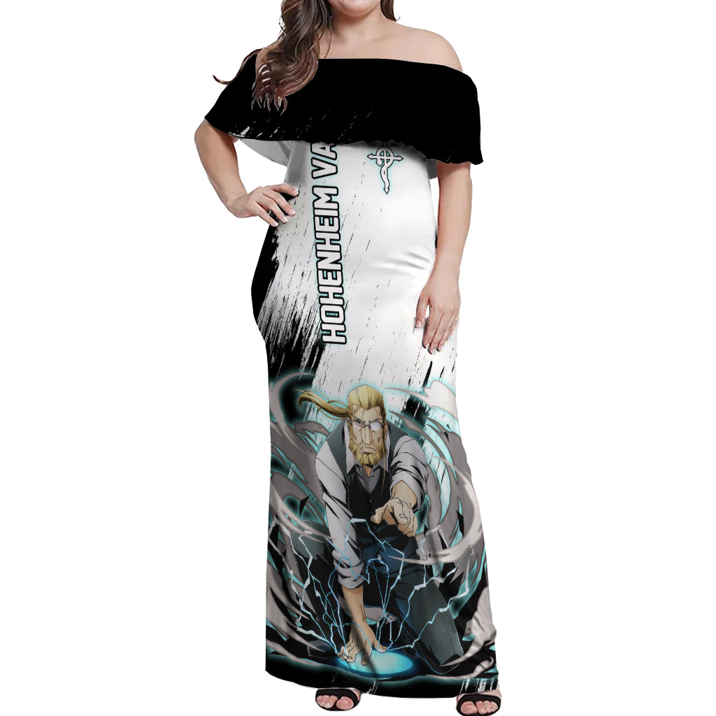 Hohenheim Van - Fullmetal Alchemist Off Shoulder Maxi Dress Anime Grunge Pattern Style