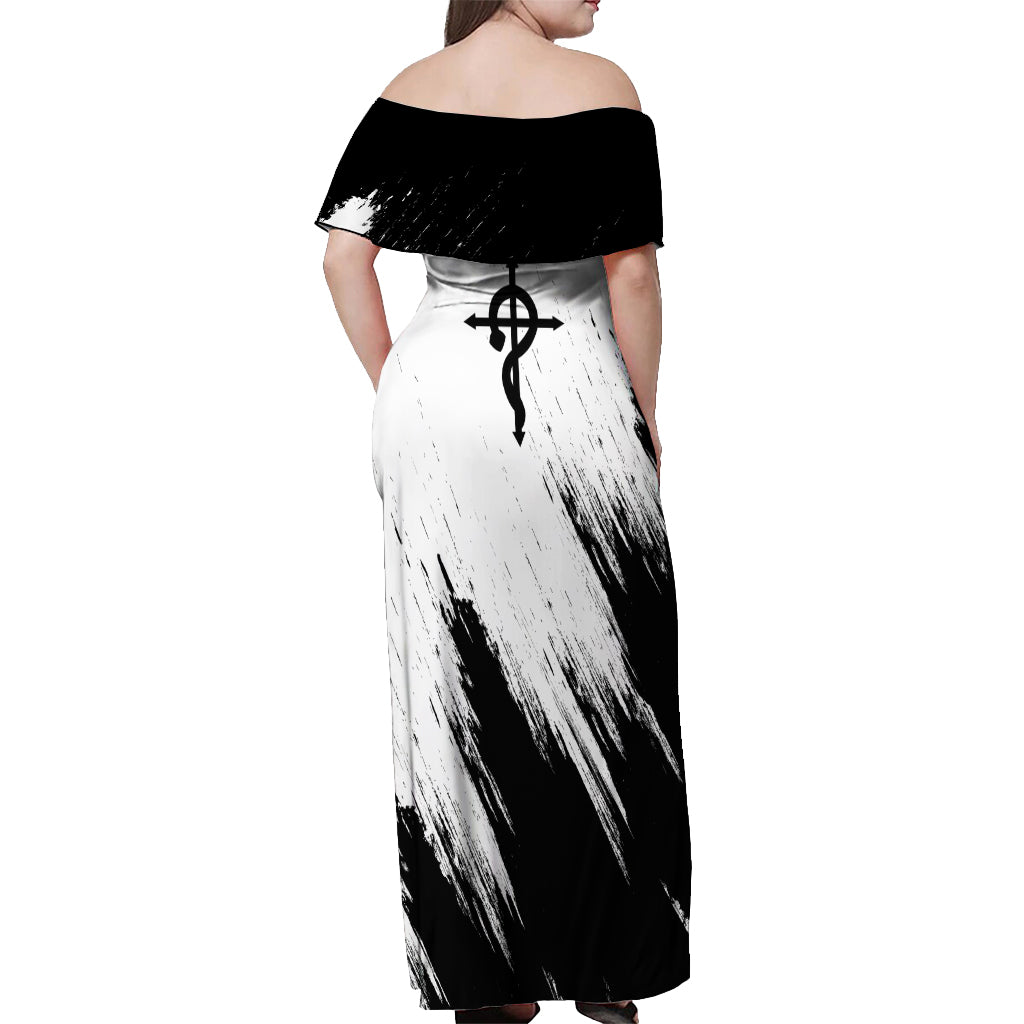 Hohenheim Van - Fullmetal Alchemist Off Shoulder Maxi Dress Anime Grunge Pattern Style