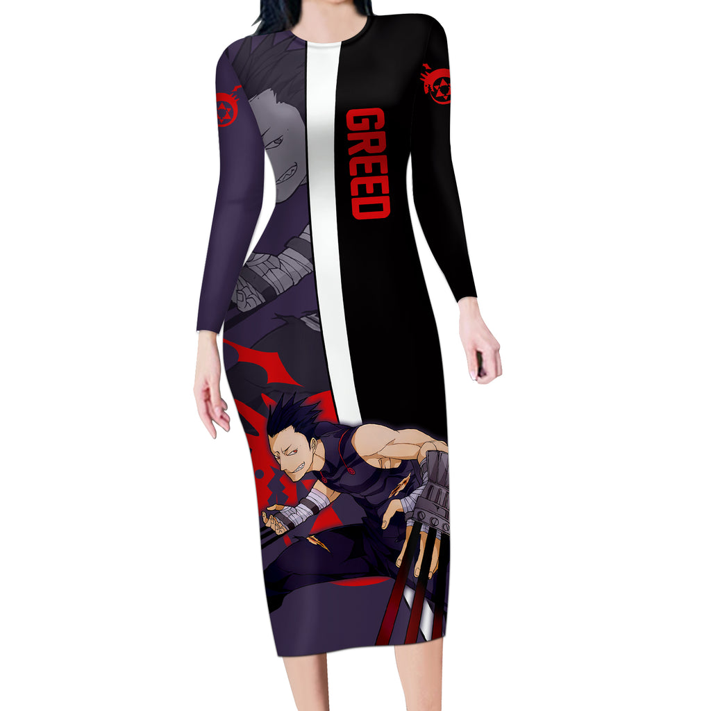 Greed - Fullmetal Alchemist Long Sleeve Bodycon Dress Anime Style