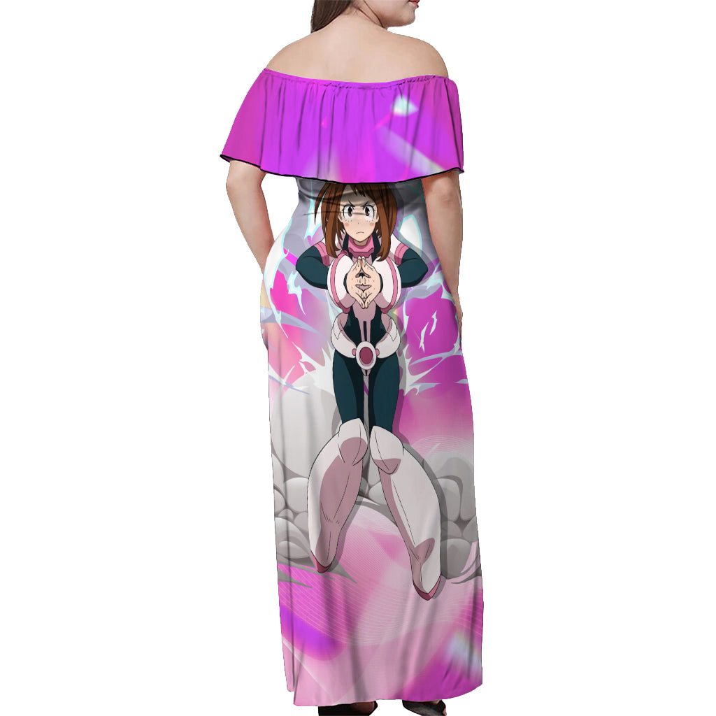 Ochako Uraraka Off Shoulder Maxi Dress Anime Style