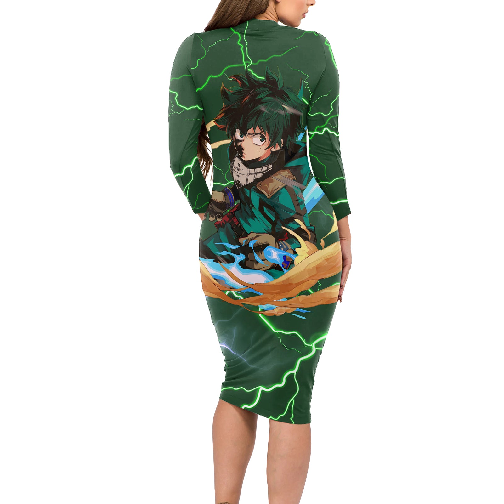Izuku Midoriya Deku - My Hero Academia Long Sleeve Bodycon Dress Anime Style