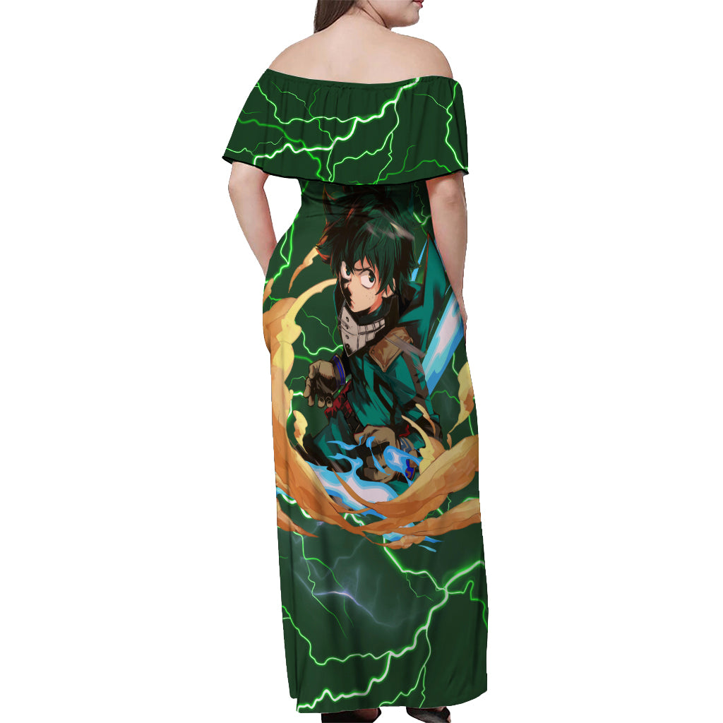 Izuku Midoriya Deku - My Hero Academia Off Shoulder Maxi Dress Anime Style