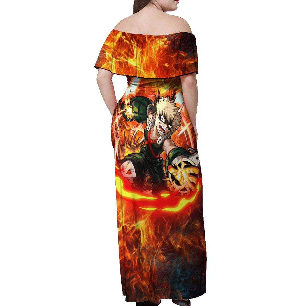 Katsuki Bakugou - My Hero Academia Off Shoulder Maxi Dress Anime Style