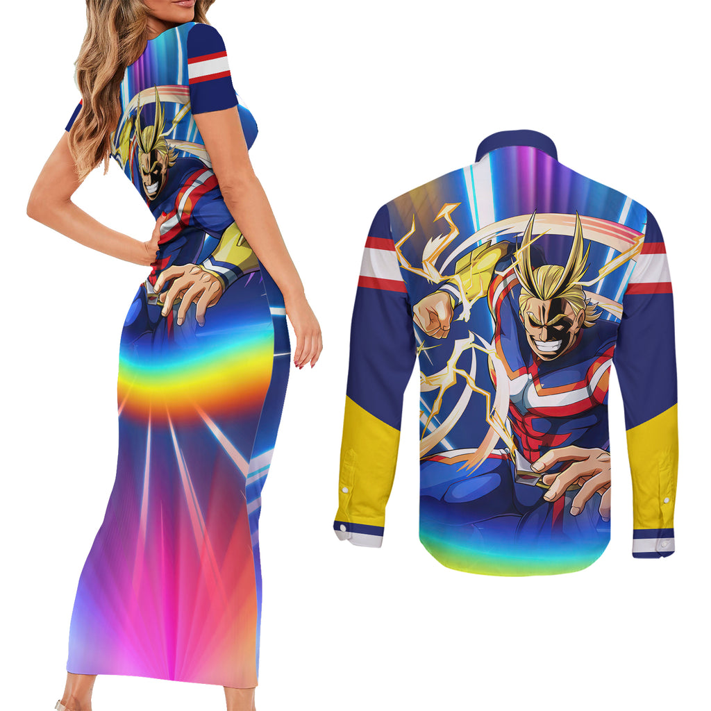 Toshinori Yagi - My Hero Academia Couples Matching Short Sleeve Bodycon Dress and Long Sleeve Button Shirt Anime Style