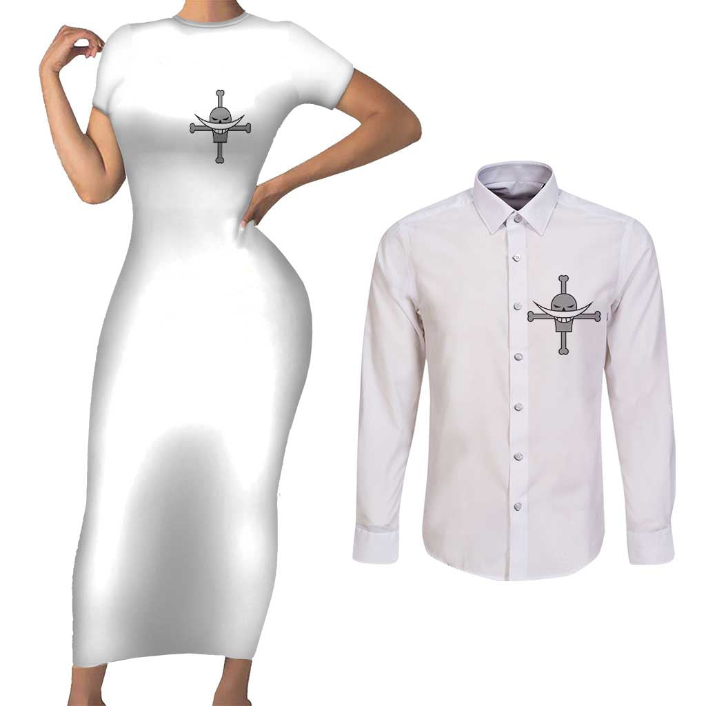 Edward Newgate - White Beard - One Piece Couples Matching Short Sleeve Bodycon Dress and Long Sleeve Button Shirt Anime Uniform Style