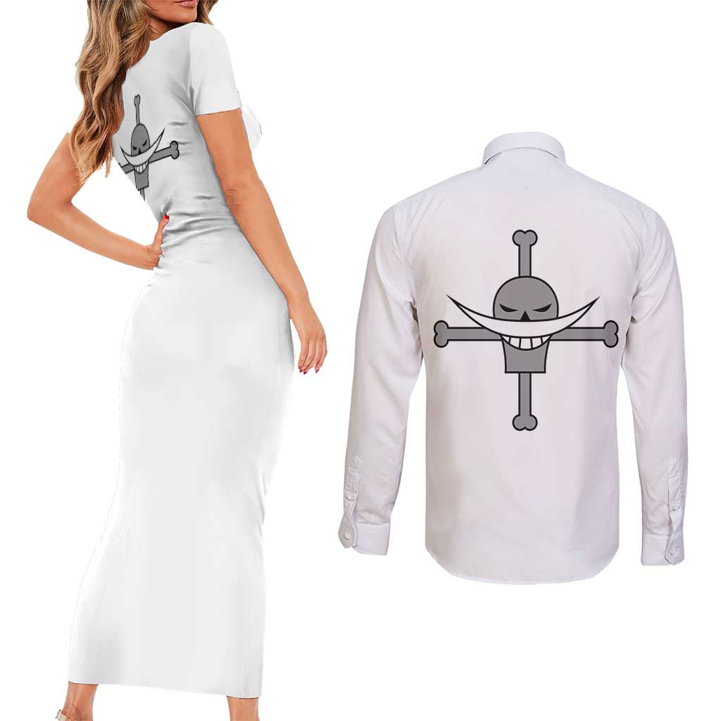 Edward Newgate - White Beard - One Piece Couples Matching Short Sleeve Bodycon Dress and Long Sleeve Button Shirt Anime Uniform Style