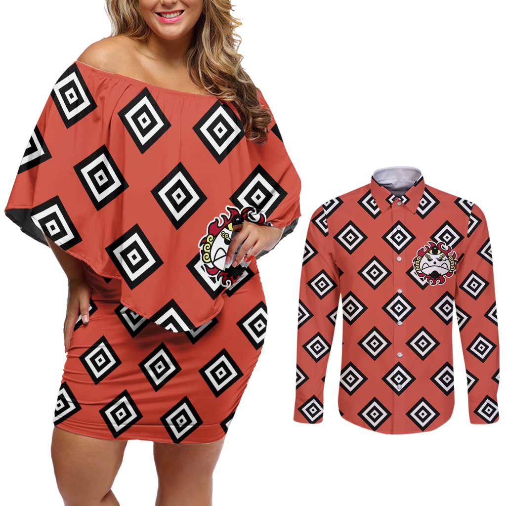Jinbe - One Piece Couples Matching Off Shoulder Short Dress and Long Sleeve Button Shirt Anime Uniform Style