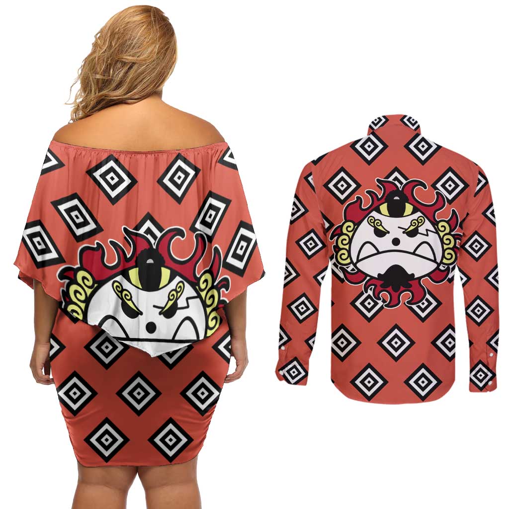 Jinbe - One Piece Couples Matching Off Shoulder Short Dress and Long Sleeve Button Shirt Anime Uniform Style
