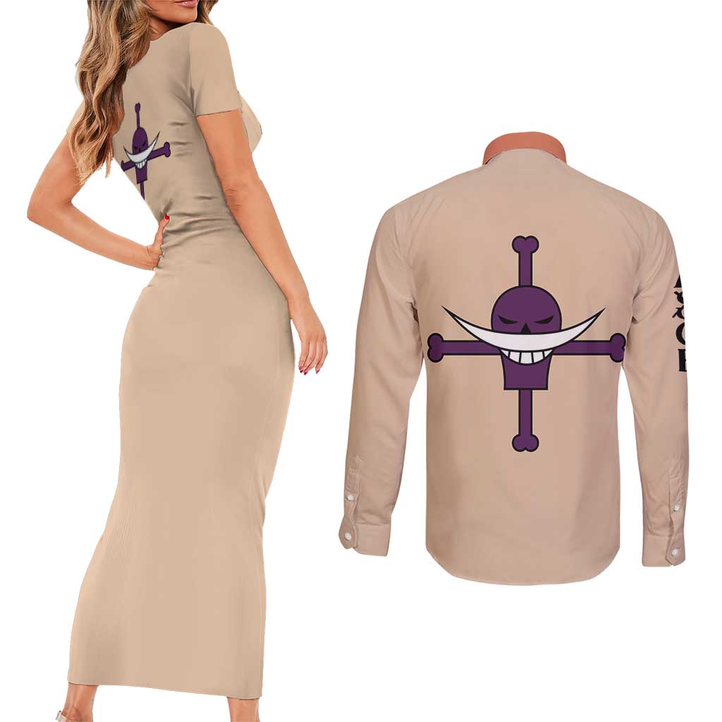 Portgas D. Ace - One Piece Couples Matching Short Sleeve Bodycon Dress and Long Sleeve Button Shirt Anime Uniform Style