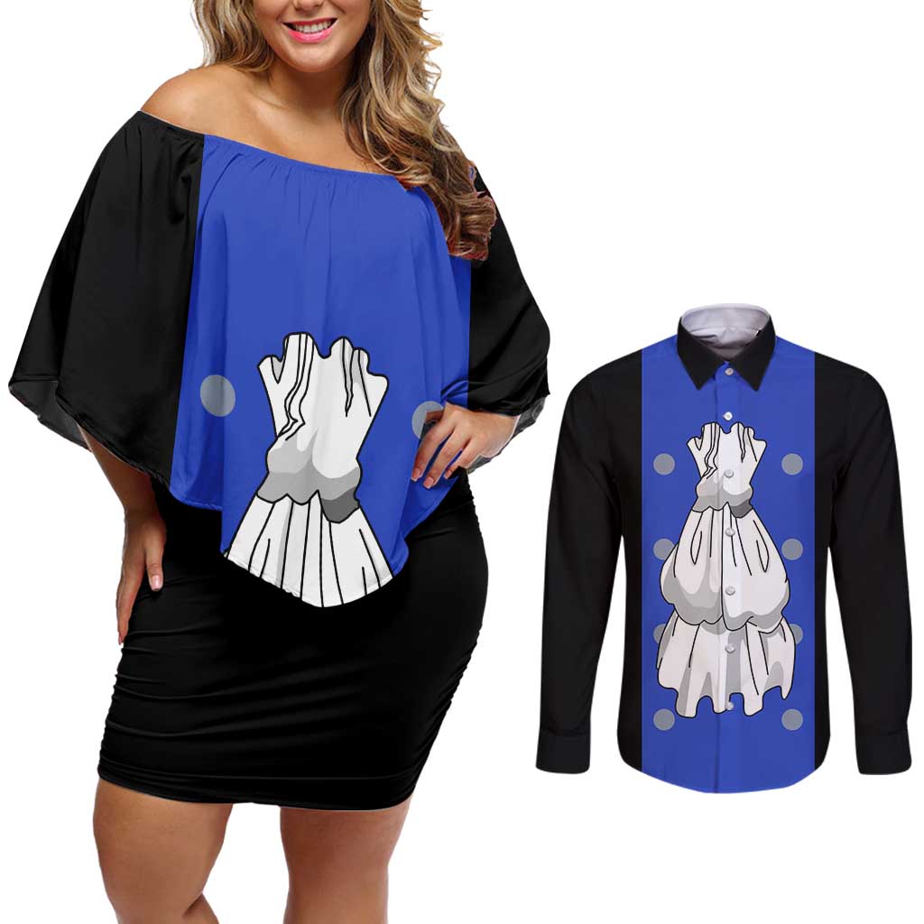 Sabo - One Piece Couples Matching Off Shoulder Short Dress and Long Sleeve Button Shirt Anime Uniform Style