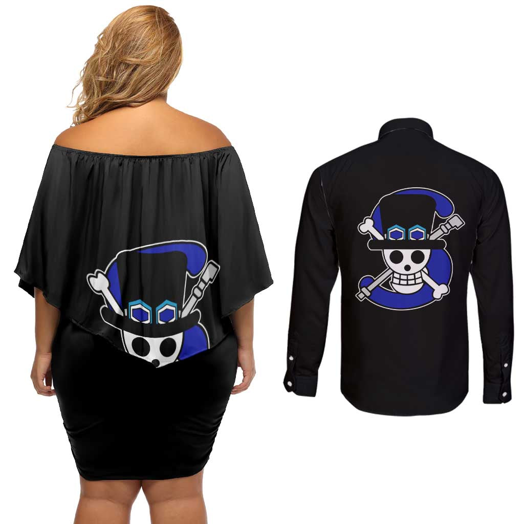 Sabo - One Piece Couples Matching Off Shoulder Short Dress and Long Sleeve Button Shirt Anime Uniform Style