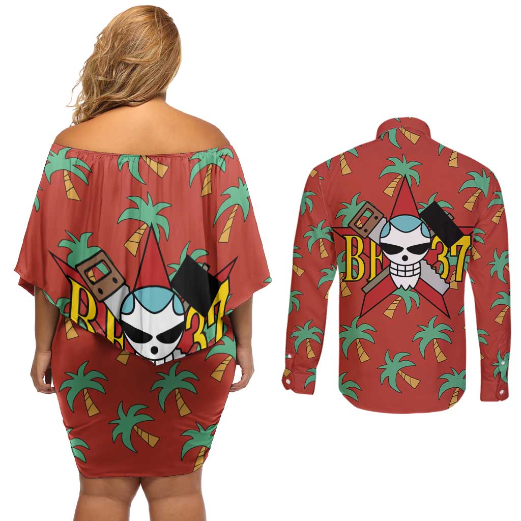 Franky - One Piece Couples Matching Off Shoulder Short Dress and Long Sleeve Button Shirt Anime Uniform Style