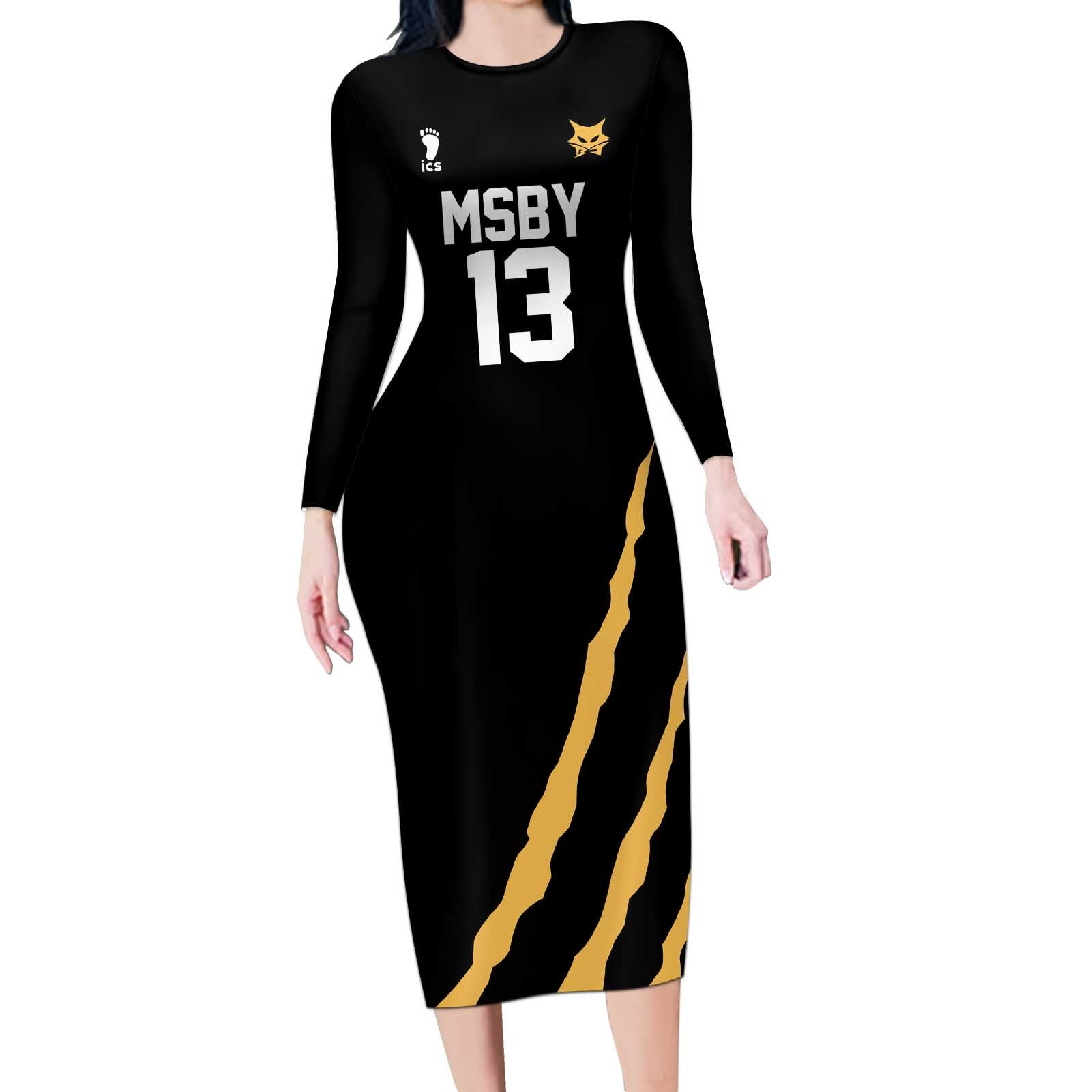MSBY Atsumu Miya - Number 13 - Haikyu Long Sleeve Bodycon Dress Anime Uniform Style